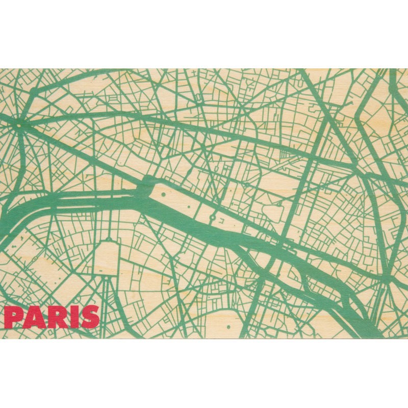 Carte postale en bois "Plan de Paris" - Woodhi