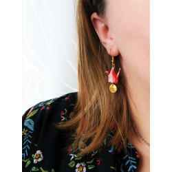 Boucles d'oreilles Origami Grues Rouges - La petite fabrique d'Estelle