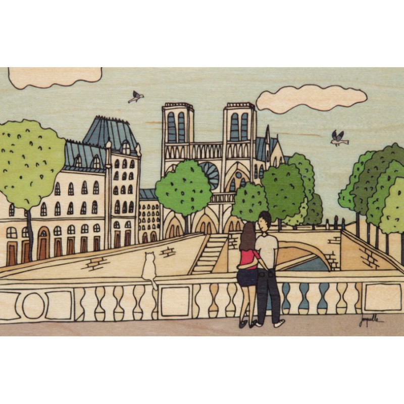 Carte postale en bois "Notre-Dame" - Paris illustré Notre-Dame - Whoodi