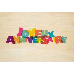 Carte postale en bois "Joyeux anniversaire" - Greatings 2 YA JA - Whoodi
