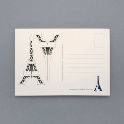 Carte postale Tour Eiffel 3D en bois - verso - fabriquée à Paris - Atelier Pato