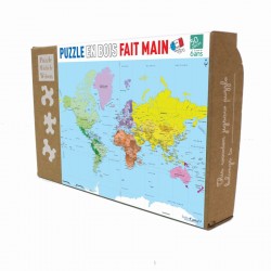Puzzle Michèle Wilson 50 Pièces "Carte du monde" - Découpé à la Main - La boite