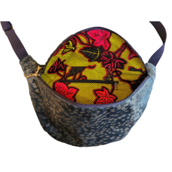 Sac banane en velours "Bleu" - Taille XL - fait main - Ouverte